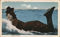 Washed Ashore Woman Ocean Postcard