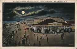 Boardwalk at Cedar Ave. Wildwood Postcard