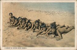 Group of Diving Boys Hawaii Postcard Postcard Postcard