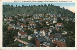 Bird's-Eye View Residence Section Clarksburg Postcard