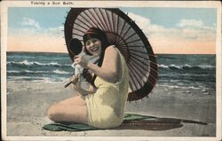 Taking a Sun Bath Swimsuits & Pinup Postcard Postcard Postcard