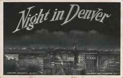 Night in Denver Colorado Postcard Postcard Postcard