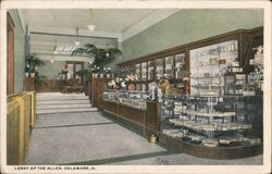 Lobby of The Allen Hotel Postcard