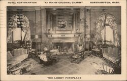 Hotel Northampton Lobby Fireplace Postcard