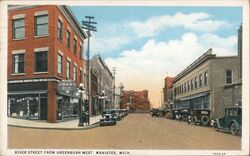 River Street from Greenbush West Manistee, MI Colored Postcard Postcard Postcard