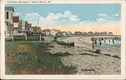 Cottages and Beach, Wells Beach Maine Postcard Postcard Postcard