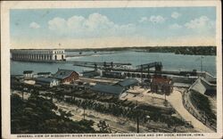 General View Mississippi River Power Plant Keokuk Postcard