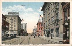 J Street Looking West From Fifth Street Postcard