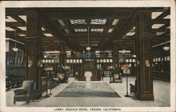 Lobby Sequoia Hotel Fresno Postcard