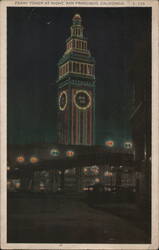 Ferry Tower at Night Postcard