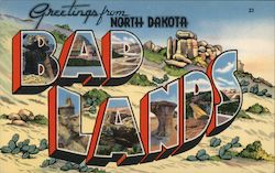 Greetings from Bad Lands Badlands, ND Postcard Postcard Postcard