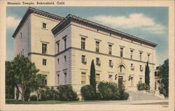 Masonic Temple Bakersfield Postcard