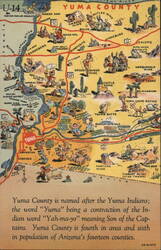 Illustrated Map Yuma County Arizona Maps Postcard Postcard Postcard