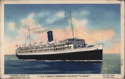 P & O Turbine Passenger Steamship Florida Postcard