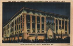 Night Scene Harris Company Department Store San Bernardino, CA Postcard Postcard Postcard