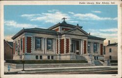 Public Library New Albany Postcard