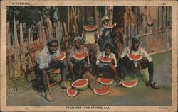 Dinnertime Watermelon Athens, AL Postcard Postcard Postcard