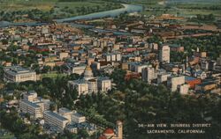 Air View Business District Sacramento California Postcard Postcard Postcard