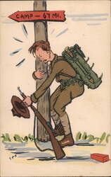 Camp 67 Miles Comic WW1 Soldier Postcard