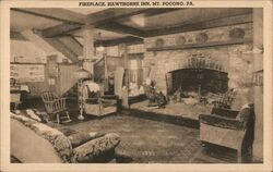 Hawthorne Inn Fireplace Postcard