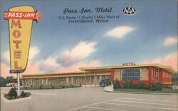 Pass-Inn Motel Harrisburg Postcard