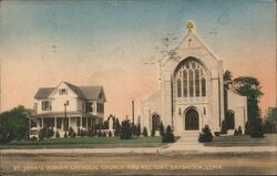 St. John's Roman Catholic Church and Rectory, Saybrook Postcard