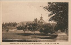 State College PA Armory and Old Main Pennsylvania Postcard Postcard Postcard