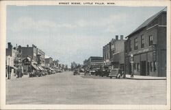 Street Scene Little Falls Postcard