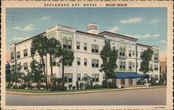 Esplanade Apartment Hotel Miami Beach Florida C.T. Art-Colortone Postcard Postcard Postcard