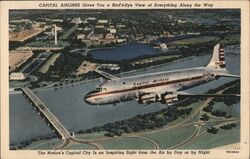 Capital Airlines DC-4 Over Washington DC Postcard