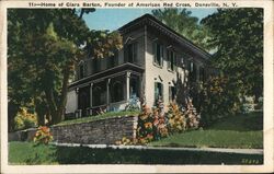 Home of Clara Barton, Founder of American Red Cross, Dansville, NY Postcard