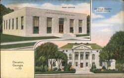 De Kalb County Courthouse and U.S. Post Office Decatur, GA Postcard Postcard Postcard