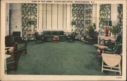 View of the Lobby Cleveland Hotel Spartanburg, SC Postcard Postcard Postcard