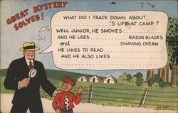 Great Mystery Solved Boy Smokes Shaving Cartoons Postcard Postcard Postcard