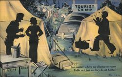 Tourist Camp Cartoon Postcard