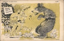 Bare Skin Camp Comic Bear Teich Production Proof Postcard