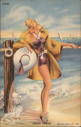 Linger Awhile Pinup Girl Swimsuits & Pinup Postcard Postcard Postcard