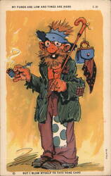 My Funds Are Low Times Are Hard Comic Hobo Postcard