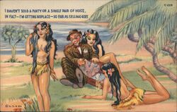 Man Selling Silk Stockings Comic Postcard Hawaii Comic, Funny Postcard Postcard Postcard