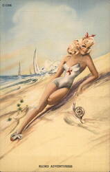 Blond Adventuress Pin Up Swimsuits & Pinup Postcard Postcard Postcard