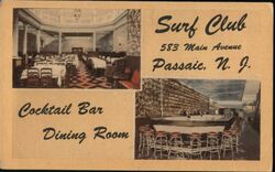 Surf Club Passaic NJ Cocktail Bar Dining Room Postcard