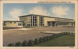 Burlington's Rail and Bus Station Iowa Postcard Postcard Postcard