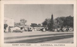 Sunset Auto Court Cloverdale Postcard