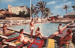 Argosy Motel Miami Beach Pool Florida Postcard Postcard Postcard