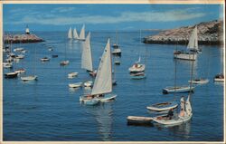 Preparation for Sailboat Races in Rockport Harbor Massachusetts Postcard Postcard Postcard