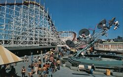 Santa Cruz Beach Boardwalk, Giant Dipper & Astro Wheel Postcard