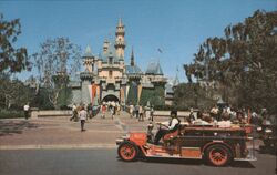 Disneyland Fire Engine, Sleeping Beauty Castle Anaheim, CA Postcard Postcard Postcard