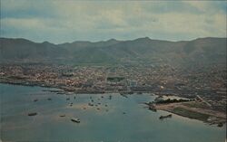 Aerial View, Harbour and City, Port of Spain, Trinidad Postcard