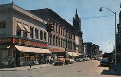 Cohoes NY Remsen Street Business District Postcard