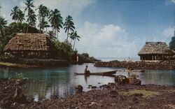 Man in Outrigger Canoe Postcard